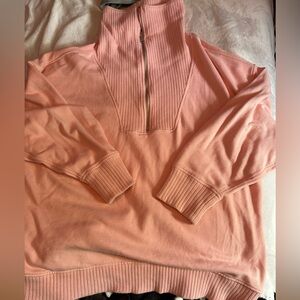 Pink aerie half zip crew